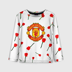 Лонгслив детский Манчестер Юнайтед розы паттерн, цвет: 3D-принт