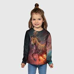 Лонгслив детский Огненная лошадь, цвет: 3D-принт — фото 2