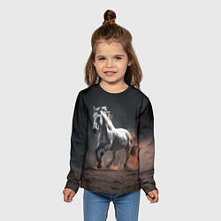 Лонгслив детский Белая лошадь, цвет: 3D-принт — фото 2