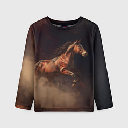 Лонгслив детский Лошадь в прыжке из пыли, цвет: 3D-принт