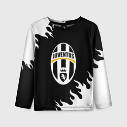 Лонгслив детский Juventus белый огонь текстура, цвет: 3D-принт