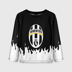 Лонгслив детский Ювентус белый огонь текстура, цвет: 3D-принт