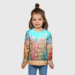 Лонгслив детский Новогодний город в блестках, цвет: 3D-принт — фото 2