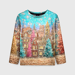 Лонгслив детский Новогодний город в блестках, цвет: 3D-принт