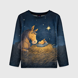 Лонгслив детский Лошадка спит с жеребенком, цвет: 3D-принт