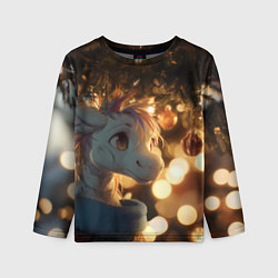 Лонгслив детский Лошадка под новогодней елкой, цвет: 3D-принт