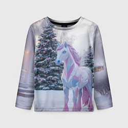 Лонгслив детский Геометрическая новогодняя лошадка, цвет: 3D-принт