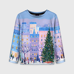 Лонгслив детский Новогодний двор, цвет: 3D-принт