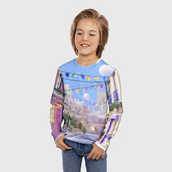 Лонгслив детский Предновогодний праздничный дворик, цвет: 3D-принт — фото 2