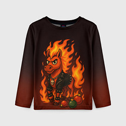 Лонгслив детский Огненный конь 26, цвет: 3D-принт