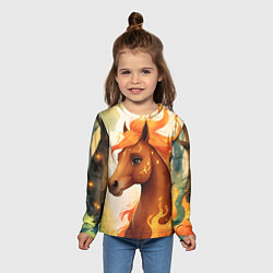 Лонгслив детский Милая огненная лошадь, цвет: 3D-принт — фото 2
