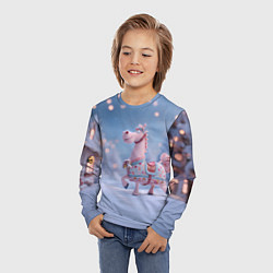 Лонгслив детский Новогодняя милая лошадка, цвет: 3D-принт — фото 2