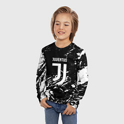 Лонгслив детский Juventus белые штрихи красок, цвет: 3D-принт — фото 2