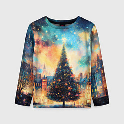Лонгслив детский Новогодняя елка за городом, цвет: 3D-принт