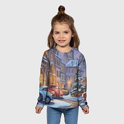 Лонгслив детский Новогодний снежный двор, цвет: 3D-принт — фото 2