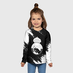 Лонгслив детский Реал Мадрид черно белые краски, цвет: 3D-принт — фото 2