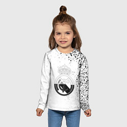 Лонгслив детский Реал Мадрид черно белые краски, цвет: 3D-принт — фото 2