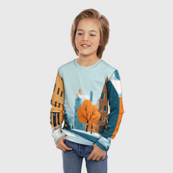 Лонгслив детский Новогодняя улица, цвет: 3D-принт — фото 2