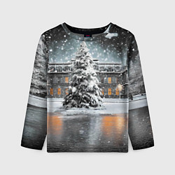 Лонгслив детский Новогодний снегопад, цвет: 3D-принт