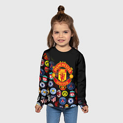 Лонгслив детский Манчестер логотипы команд, цвет: 3D-принт — фото 2