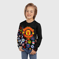 Лонгслив детский Манчестер логотипы команд, цвет: 3D-принт — фото 2