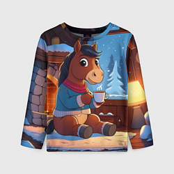 Лонгслив детский Лошадка у камина, цвет: 3D-принт