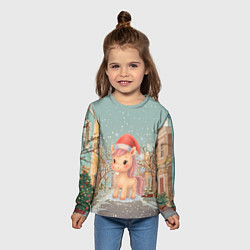 Лонгслив детский Маленькая новогодняя милая лошадка, цвет: 3D-принт — фото 2