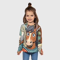 Лонгслив детский Конь и недоразумение, цвет: 3D-принт — фото 2