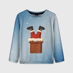 Лонгслив детский Санта торчит из трубы, цвет: 3D-принт