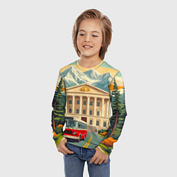 Лонгслив детский Классика у подножия гор, цвет: 3D-принт — фото 2