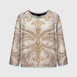 Детский лонгслив Перламутровый орнамент с перьями