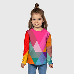 Лонгслив детский Разноцветные полигоны, цвет: 3D-принт — фото 2