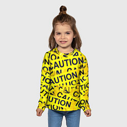 Лонгслив детский Caution, цвет: 3D-принт — фото 2