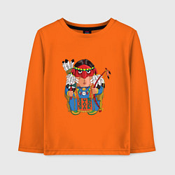 Лонгслив хлопковый детский Забавные Индейцы 7, цвет: оранжевый