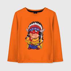 Лонгслив хлопковый детский Забавные Индейцы 11, цвет: оранжевый