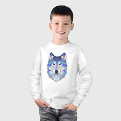 Лонгслив хлопковый детский Полигональный волк, цвет: белый — фото 2