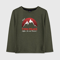 Лонгслив хлопковый детский Twin Peaks: Pie & Murder, цвет: меланж-хаки