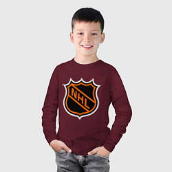 Лонгслив хлопковый детский NHL, цвет: меланж-бордовый — фото 2