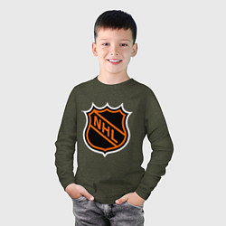 Лонгслив хлопковый детский NHL, цвет: меланж-хаки — фото 2