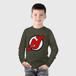 Лонгслив хлопковый детский New Jersey Devils, цвет: меланж-хаки — фото 2