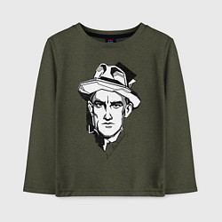 Лонгслив хлопковый детский Маяковский, цвет: меланж-хаки