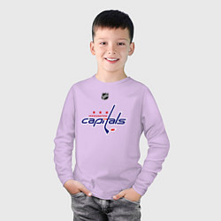 Лонгслив хлопковый детский Washington Capitals: Ovechkin 8, цвет: лаванда — фото 2