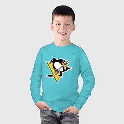 Лонгслив хлопковый детский Pittsburgh Penguins: Malkin 71, цвет: бирюзовый — фото 2