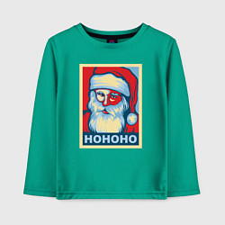 Лонгслив хлопковый детский Santa HOHOHO, цвет: зеленый