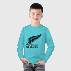 Лонгслив хлопковый детский New Zeland: All blacks, цвет: бирюзовый — фото 2