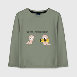 Лонгслив хлопковый детский Worms armageddon, цвет: авокадо