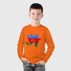 Лонгслив хлопковый детский Azerbaijan map, цвет: оранжевый — фото 2