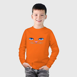 Лонгслив хлопковый детский Кошачьи глаза, цвет: оранжевый — фото 2