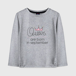 Лонгслив хлопковый детский Королевы рождаются в сентябре, цвет: меланж