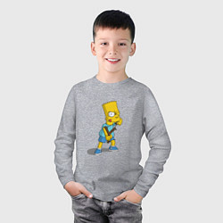 Лонгслив хлопковый детский Bad Bart, цвет: меланж — фото 2